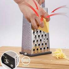 1 Pack Stainless Steel Cheese Grater - 4-Sided Box Grater With Vegetable Slicer, Food Shredder For Kitchen Convenience, Multi-Purpose Kitchen Tool - Silver - View 4