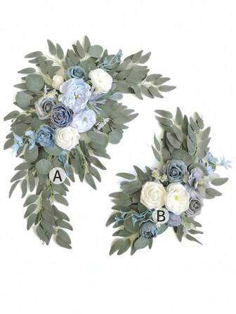 Lingqing Decoration 2 st/set, konstgjorda blombyxor för bröllop Välkomstskyltar Blomdekorationer och bröllopsmottagningsceremoniskyltar (blå), alla hjärtans dag, gåva