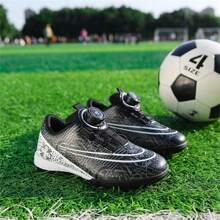 Men's Football/Soccer Shoes, TF Spikes, Breathable Rotary Studs, Professional Training Cleats - Black - View 5