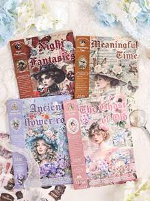 24 pièces/livre Livre d'autocollants, série "Le retour des vieux rêves à la maison", autocollants délicats rétro de personnages et de fleurs, découpés au pochoir et faciles à déchirer, fournitures pour scrapbooking, cahiers décoratifs, cadres photo, coques de téléphone, tasses à eau, boîtes de papeterie, collages de magazines à ordures, fournitures scolaires, rentrée scolaire - Multicolore - Voir 10