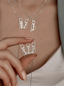Personalized Pet Name 1-3 Cats Necklace Custom Named Cat Necklace, Cat Named Necklace, Personalized Cat Memorial Gift, Cat Silhouette Necklace, Custom Cat Letter Jewelry Custom Gift Stainless Steel Necklace For Women Custom Cute Cat Names Necklace Nameplate