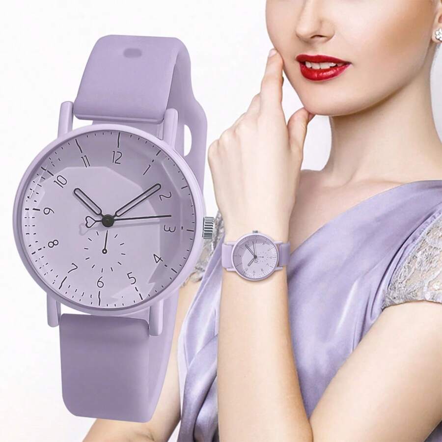 1pc Women's Elegant Fresh Fashion Silicone Strap Quartz Wrist Watch, Arabic Numeral Scales, Student Gift, Festival Gift