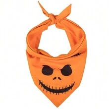 Bandanas de Halloween para perros, pañuelos triangulares para mascotas lavables, pañuelos para el cuello de mascotas, baberos para perros, con diseños de calabaza, fantasma, maíz de caramelo y huesos, talla mediana
