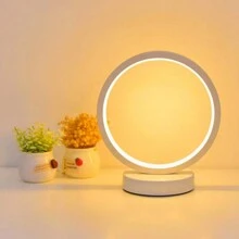 1pc Modern Circular Bedside Lamp, Bedroom Nightstand Light, Fixed Brightness Warm Light, Creative Design - Ring Light Warm Light - View 3