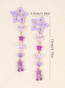 2个Y2K紫色五芒星小熊糖果装饰发夹，学院风奇幻仙女风，适合送朋友，头部饰品，女士发饰