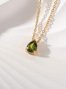 1件定制诞生石项链，水滴形宝石个性化生日礼物，母亲节礼物 - 彩色 - 查看 19