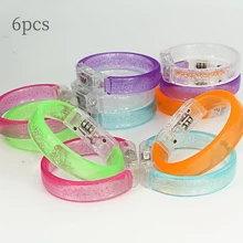 Vòng tay đèn LED nhấp nháy 6 chiếc - Có thể điều chỉnh, Thoải mái, Phát sáng trong bóng tối - Hoàn hảo cho các buổi hòa nhạc, câu lạc bộ, tiệc tùng, tiệc tùng, lễ hội, sinh nhật, phụ kiện tiệc độc đáo, đồ vui nhộn, Giáng sinh - Nhiều màu - Xem 9