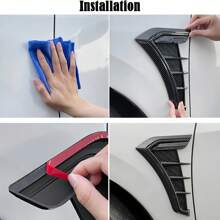 1 par de rejillas laterales universales para guardabarros de automóvil, adhesivo decorativo de cubierta de toma de aire de color fibra de carbono - Negro: talla única - Ver 4