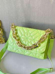Luxury Women's Handbag And Crossbody Chain Strap - Lime Green - View 5
