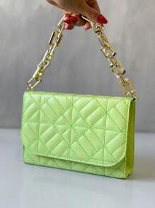 Luxury Women's Handbag And Crossbody Chain Strap - Lime Green - View 4