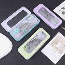 Juego de 7 piezas/caja que incluye regla, compás, regla triangular, útiles escolares, estuche a prueba de roturas, compás para geometría, juego de transportador, kit de geometría, herramientas de dibujo, juego de dibujo técnico (con un número aleatorio de minas en cada set), útiles escolares, de vuelta a la escuela