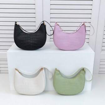 1 pieza Bolso de hombro minimalista casual, nuevo bolso de moda tipo media luna de bandolera, bolso de mano para mujer, regalo para la novia