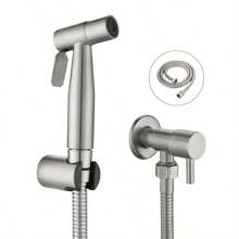 Kit Ducha Higiênica Com Registro em Aço Escovado 304 Válvula Dupla Saída 1/2 Para Banheiro Cozinha Área De Serviço Lavabo Prata - Prata - Visão 11
