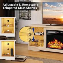 [2 Packages Shipping] 58" Fireplace TV Stand With 18" Flame Fireplace – Entertainment Center With RGB LED Light Strip, Modern Storage Console For 65" TVs, Remote Control, Thanksgiving Christmas Gift - 查看 4