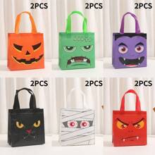 6/12/18 PCS 万圣节礼品袋可重复使用无纺布不给糖就捣蛋礼品袋猫鬼木乃伊吸血鬼僵尸南瓜万圣节手提袋带手柄适合万圣节生日