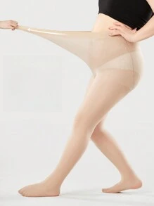 1pc Plus Size Women's Anti-Snag Ultra-Thin Breathable Pantyhose - Apricot - View 2