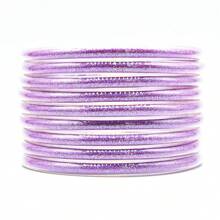 9 Stücke/Set glitzernde Jelly Armreifen für Frauen Armband, silbrige rosé-goldene Farben Armreife Armband