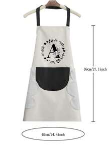 1 件装家用围裙防水防油可擦手厨房工作服时尚首字母印花男女居家烹饪清洁围裙男女通用无袖围裙，厨房，浴室，家居，家居供应商 - 白色 - 查看 2