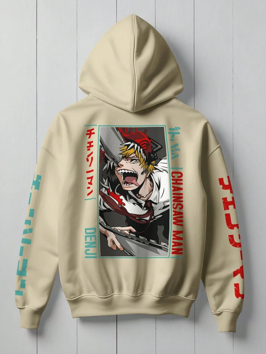 Blouse Moletom Anime Chainsa Man Denji KANGARU 1193 Fluxo Fx - Màu Khaki - Xem 1