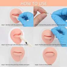 86 件/套穿刺套件，适用于所有身体穿刺，带穿刺首饰，适用于鼻中隔肚脐唇耳舌软骨眉毛，12G 14G 16G 18G 和 20G 穿刺针随机混合 - 銀色 - 查看 6