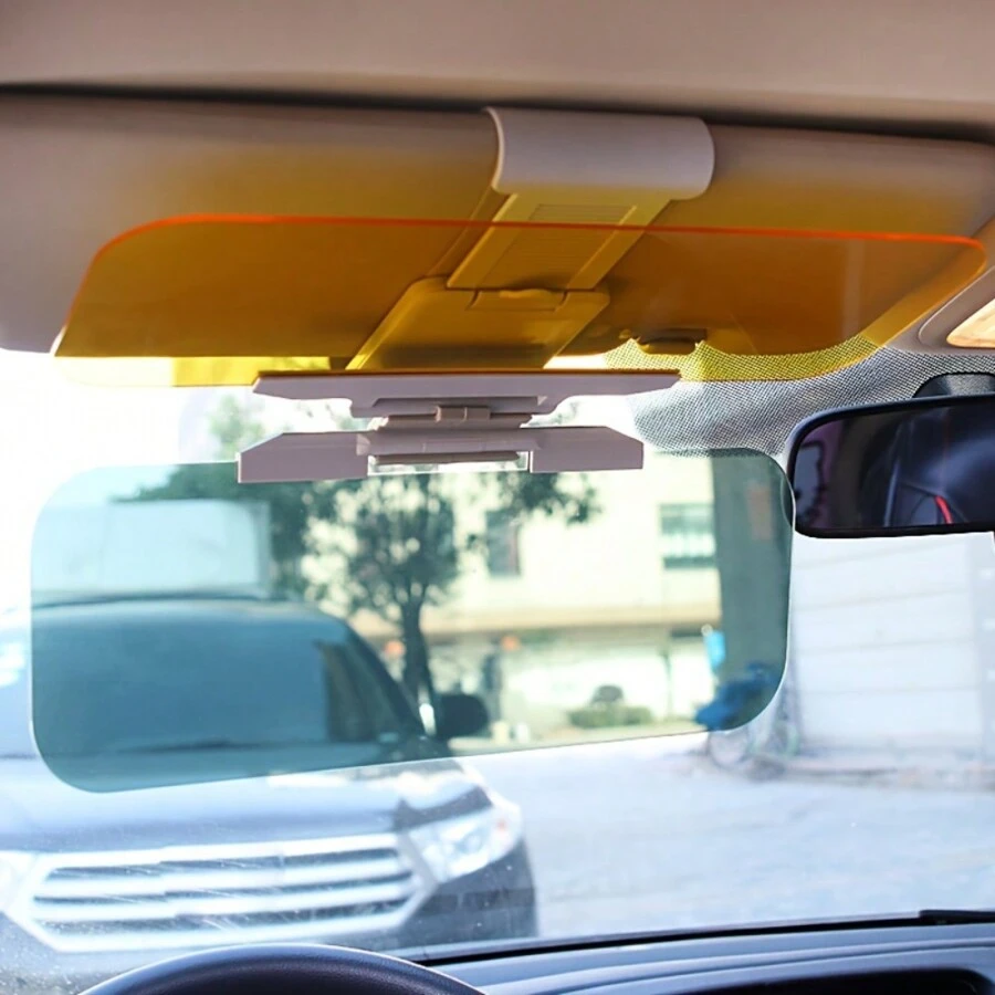 1pc 2-In-1 Day And Night Anti-Glare Car Sun Visor, Adjustable Sunshade Extender Compatible With Day/Night Driving - Multicolor - View 1