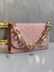 Luxury Women's Handbag And Crossbody Chain Strap - Baby Pink - View 2