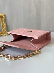 Luxury Women's Handbag And Crossbody Chain Strap - Baby Pink - View 3