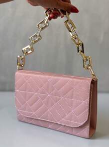 Luxury Women's Handbag And Crossbody Chain Strap - Baby Pink - View 5