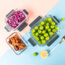 [10-PACK] High Borosilicate Glass Meal Prep Containers With Steam Vent, Food Storage Containers With Airtight Lids, For Home Kitchen Office Lunch Portion Control - 深藍 - 查看 7