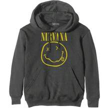 Nirvana Unisex Hoodie: Yellow Happy Face | SHIPPED IN 24 HOURS - Grey - View 1