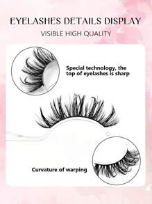 Asiteo 5 Pairs Wet Look False Eyelashes Faux Mink Lashes Fluffy And Soft Lashes, Fashion Style, Long Thick Natural Curling Fake Eyelashes, Eyelash Extensions - Lông mi Manga nhọn - Xem 4