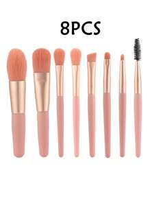 8 pièces Set de pinceaux de maquillage, petits pinceaux de qualité premium en fibres synthétiques pour fond de teint, fard à joues, ombre à paupières, sourcils, cils, nez et lèvres, livré avec un sac de rangement charmant
