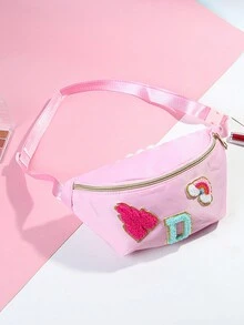 Princess Pink Fashion Towel Letter Rainbow Accessories, Water-Resistant Dumpling Bag, Adjustable Waist Pack, Crossbody Bag, Cosmetic Bag, Coin Purse, Back To School - Multicolor - View 6