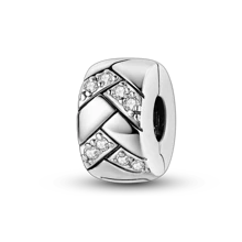 一件式 925 纯银镂空爱心吊饰彩色方晶锆石安全扣夹塞串珠跳动的心形吊饰适用于 DIY 手链蛇骨链首饰制作女士首饰 - 銀色 - 查看 14