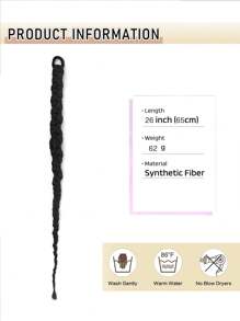 Braided Ponytail Hair Extension With Elastic Band Looped Braid Hair Extension Ponytail Fashionable And Natural Black 26 Inches - Black - View 4
