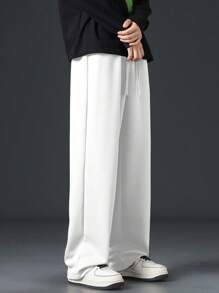 Men's Casual Loose Fit Straight Leg Track Pants - White - View 5
