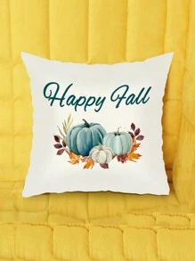 4 pièces/1 pièce Taie d'oreiller décorative imprimée avec lettre et vigne de citrouille de récolte d'automne, housse de coussin de décoration de maison pour le Jour de Action de grâce