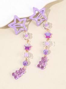 2个Y2K紫色五芒星小熊糖果装饰发夹，学院风奇幻仙女风，适合送朋友，头部饰品，女士发饰