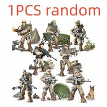 1 mô hình lính mini có khớp nối có thể lắp ráp ngẫu nhiên, Lực lượng đặc biệt có thể thay đổi, Cảnh sát, Bao gồm phụ kiện vũ khí - Nhiều màu - Xem 10