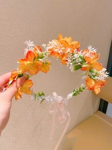 1pc Girls Floral Crown Headband, Princess Mori Style Hair Accessories For Flower Girl Dress, Wedding, High-Quality Hair Hoop - Multicolor - View 15