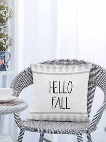 4 pièces/1 pièce Housses de coussin avec imprimé de lettre anglaise à carreaux gris de citrouille d'automne, housse de coussin de décoration de Thanksgiving pour canapé