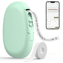 SUPVAN E10 Bluetooth Label Maker Machine With Tape, Continuous Waterproof Label, Versatile App With 35 Fonts And 1k+ Icons, Inkless Labeler For Home, Kitchen, School, Office Organization, Green
