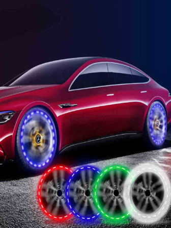 2 Piezas Luces Led Solares Para Rueda De Coche Y Motocicleta