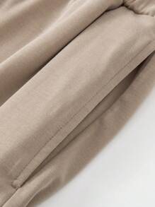 mini bala Unisex Teen Simple Homewear Suit - Khaki - View 5