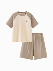 mini bala Unisex Teen Simple Homewear Suit - Khaki - View 1