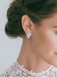2 đôi bông tai cô dâu và phù dâu kiểu retro thanh lịch đính đá Cubic Zirconia, trang sức cưới không gây dị ứng. Phụ kiện ngày Valentine. - bông tai - Xem 3
