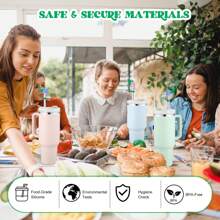 Straw Toppers For Cup,Straw Cover Cap Compatible With 20 30 40 Oz Tumbler And Water Bottles,6-10mm Straw Accessories,Silicone Rose Flower 2pcs - Hồng - Xem 4