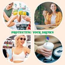 Straw Toppers For Cup,Straw Cover Cap Compatible With 20 30 40 Oz Tumbler And Water Bottles,6-10mm Straw Accessories,Silicone Rose Flower 2pcs - Hồng - Xem 7