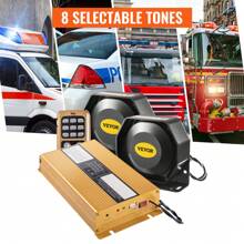 Police Siren PA System 400W 8 Sound Loud Car Warning Police Fire Emergency Alarm Fire Siren 2 Horn PA Speaker MIC System Vehicle Siren - 黑色 - 查看 8