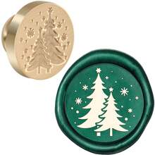 BAOFALI 1 件圣诞快乐元素蜡印可拆卸圆形黄铜头无手柄鹿、浆果、铃铛、圣诞老人蜡印用于装饰品、贺卡、信封、酒瓶包装纸、笔记本、香水瓶 - 金色 - 查看 22